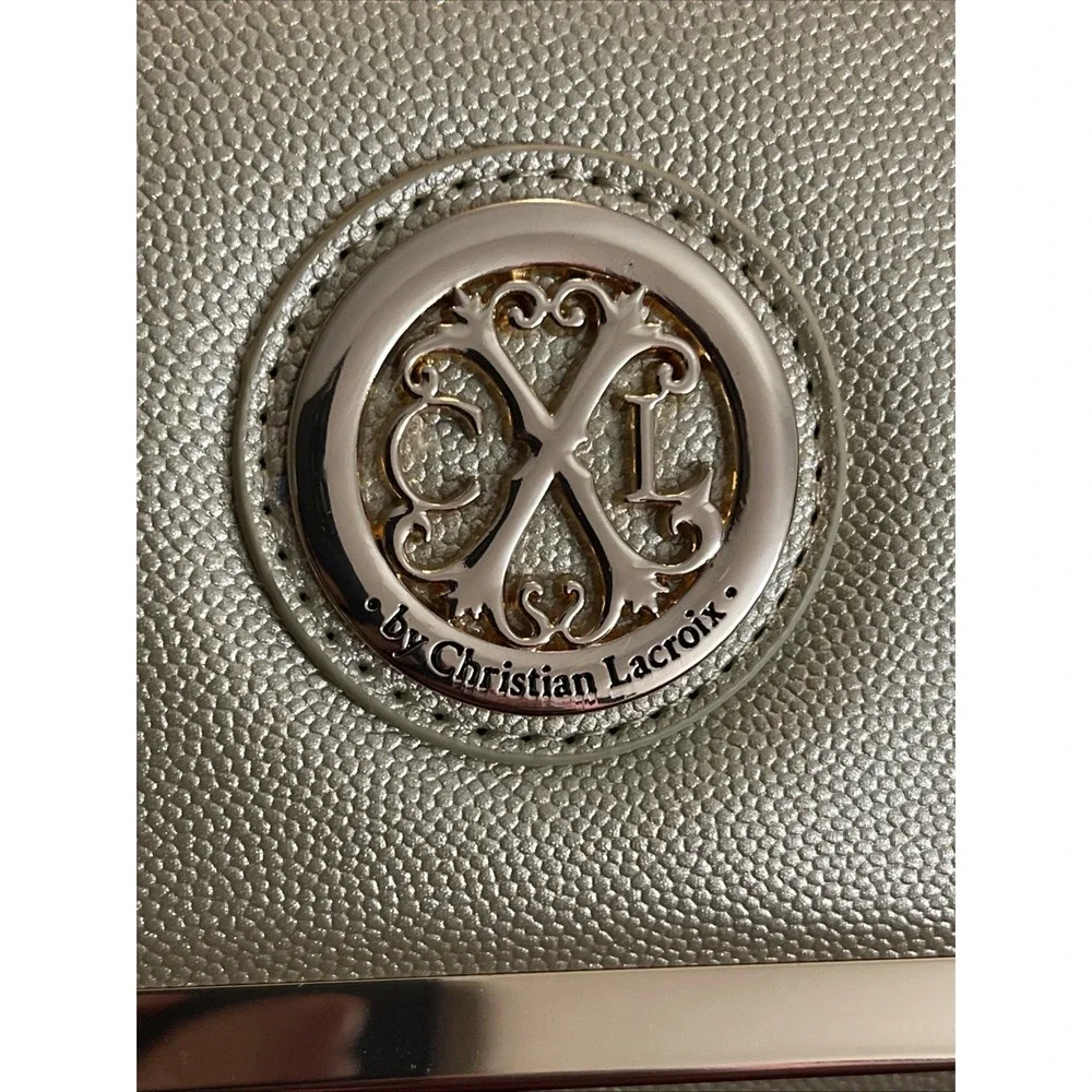 NWT CXL By‎ Christian Lacroix Glam Gold Caviar Clutch W/ Crossbody Chain  $78
